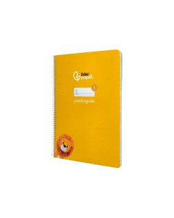 Cuaderno espiral liderpapel a4 pautaguia tapa dura 80h 90gr cuadro pautado 5mm color amarillo
