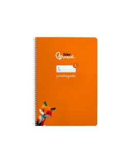 Cuaderno espiral liderpapel a4 pautaguia tapa dura 80h 90gr cuadro pautado 5mm color naranja