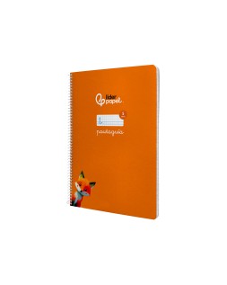 Cuaderno espiral liderpapel a4 pautaguia tapa dura 80h 90gr cuadro pautado 5mm color naranja