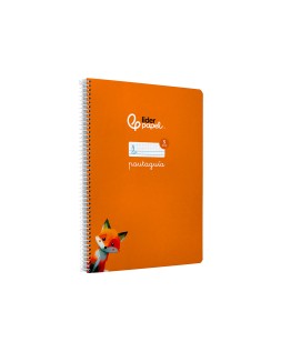 Cuaderno espiral liderpapel a4 pautaguia tapa dura 80h 90gr cuadro pautado 5mm color naranja