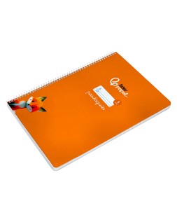 Cuaderno espiral liderpapel a4 pautaguia tapa dura 80h 90gr cuadro pautado 5mm color naranja