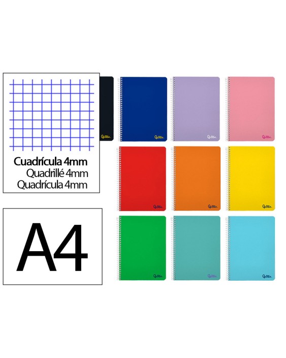 Cuaderno espiral liderpapel a4 smart tapa blanda 80h 75gr cuadro 4 mm con margen colores surtidos