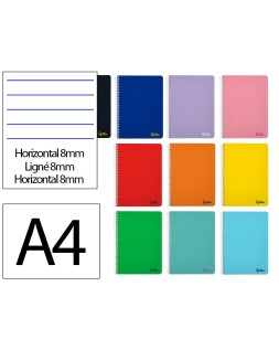 Cuaderno espiral liderpapel a4 smart tapa blanda 80h 75gr horizontal 8mm con margen colores surtidos