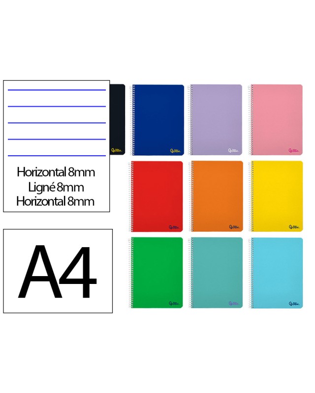 Cuaderno espiral liderpapel a4 smart tapa blanda 80h 75gr horizontal 8mm con margen colores surtidos