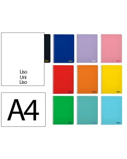 Cuaderno espiral liderpapel a4 smart tapa blanda 80h 75gr liso sin margen colores surtidos