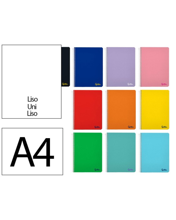 Cuaderno espiral liderpapel a4 smart tapa blanda 80h 75gr liso sin margen colores surtidos