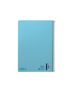 Cuaderno espiral liderpapel a4 smart tapa blanda 80h 75gr cuadro 4mm con margen color celeste