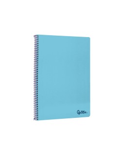 Cuaderno espiral liderpapel a4 smart tapa blanda 80h 75gr cuadro 4mm con margen color celeste