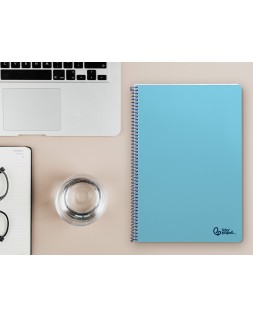Cuaderno espiral liderpapel a4 smart tapa blanda 80h 75gr cuadro 4mm con margen color celeste
