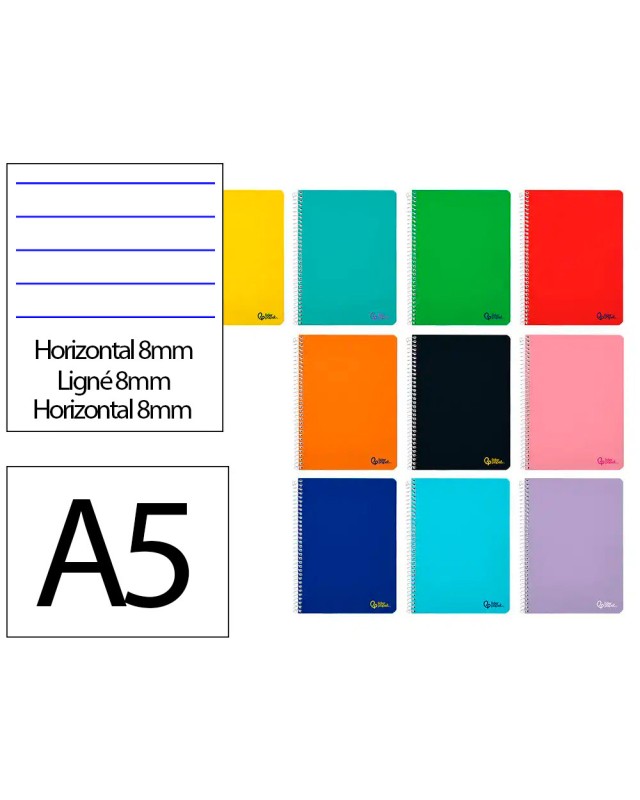 Cuaderno espiral liderpapel a5 smart tapa blanda 80h 75gr horizontal 8mm con margen colores surtidos