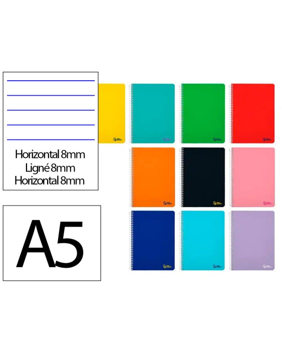 Cuaderno espiral liderpapel a5 smart tapa blanda 80h 75gr horizontal 8mm con margen colores surtidos