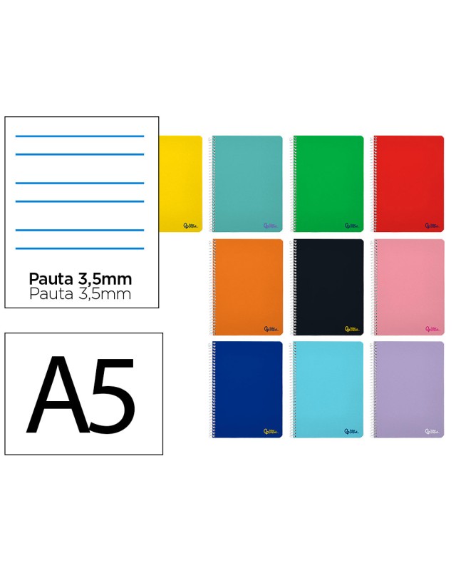 Cuaderno espiral liderpapel a5 smart tapa blanda 80h 75gr pauta 3,5mm con margen colores surtidos