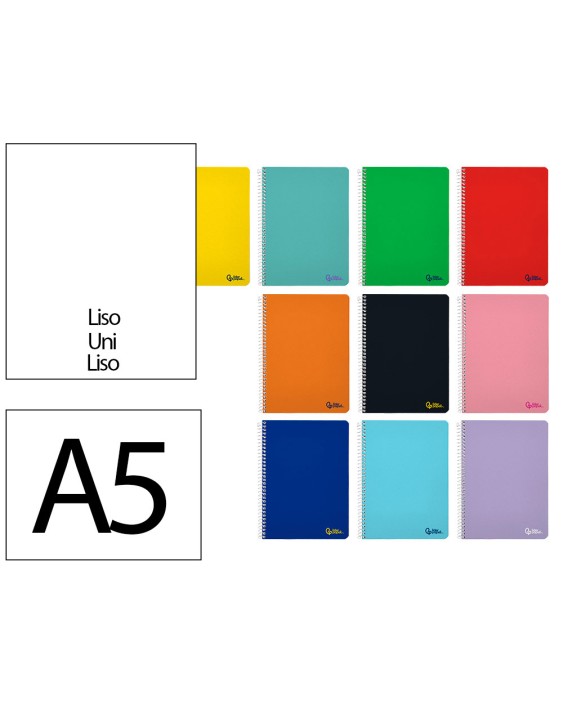 Cuaderno espiral liderpapel a5 smart tapa blanda 80h 75gr liso sin margen colores surtidos