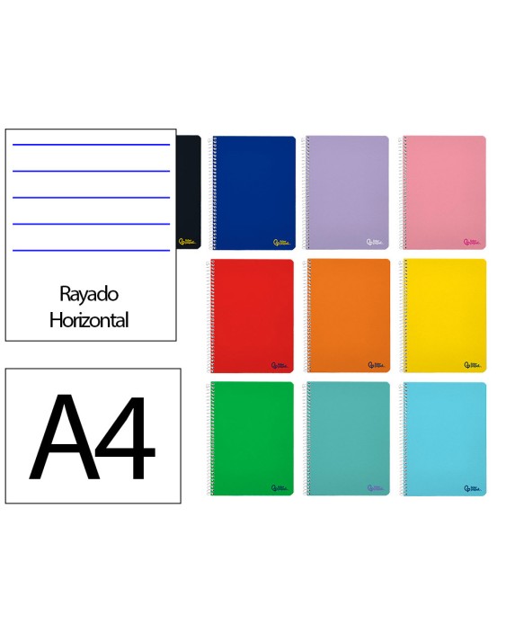 Cuaderno espiral liderpapel a4 micro smart tapa blanda 80h 75gr horizontal 7mm doble margen 4 taladros colores