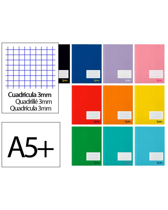 Libreta liderpapel smart a5 plus 32 hojas 75gr cuadro 3mm con margen colores surtidos