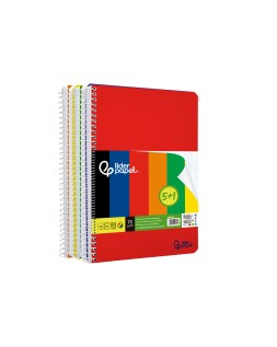 Cuaderno espiral liderpapel a4 smart tapa blanda 80h 75gr cuadro 4 mm con margen pack 5+1 colores surtidos