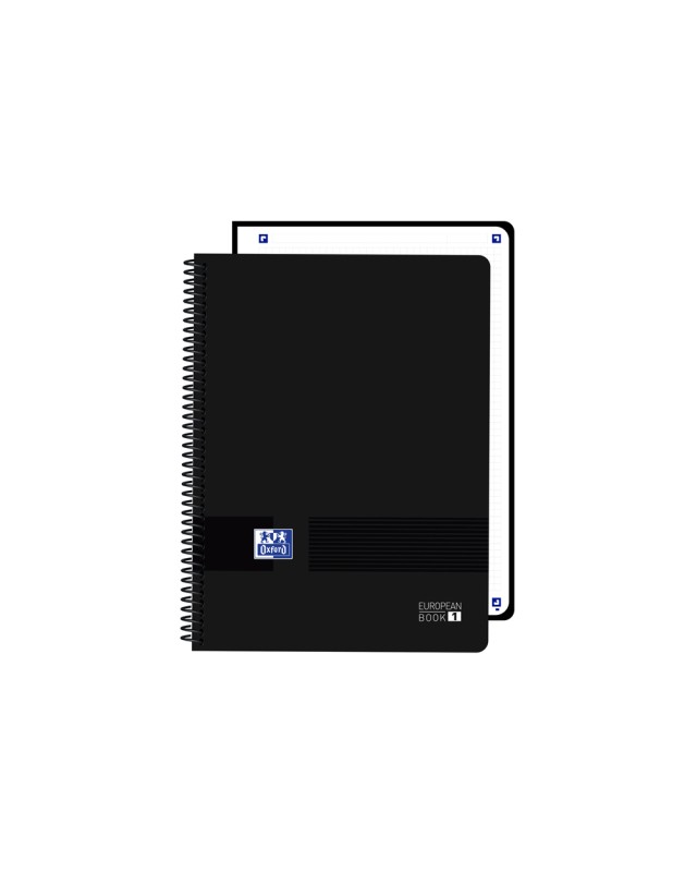 Cuaderno espiral oxford europeanbook 1 live&go tapa plastico din a4+ 80 hojas cuadro 5 mm color negro