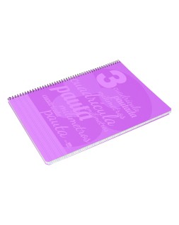 Cuaderno espiral liderpapel folio pautaguia tapa plastico 80h 75gr cuadro pautado 3mm con margen color violeta