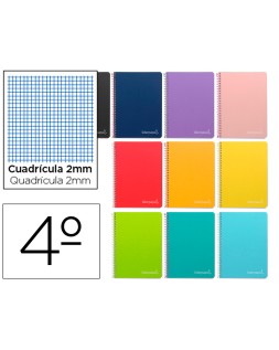 Cuaderno espiral liderpapel cuarto witty tapa dura 80h 75gr milimetrado 2mm colores surtidos