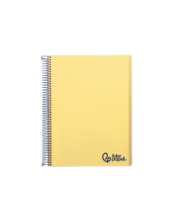 Cuaderno espiral liderpapel a6 micro wonder tapa plastico 120h 90 gr cuadro 5mm 4 bandas color amarillo