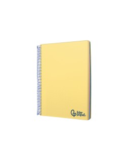 Cuaderno espiral liderpapel a6 micro wonder tapa plastico 120h 90 gr cuadro 5mm 4 bandas color amarillo