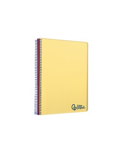 Cuaderno espiral liderpapel a6 micro wonder tapa plastico 120h 90 gr cuadro 5mm 4 bandas color amarillo