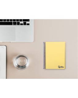 Cuaderno espiral liderpapel a6 micro wonder tapa plastico 120h 90 gr cuadro 5mm 4 bandas color amarillo