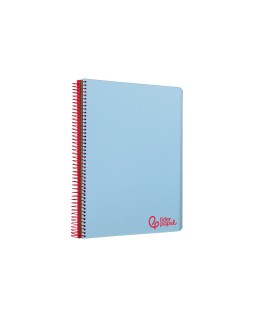 Cuaderno espiral liderpapel a6 micro wonder tapa plastico 120h 90 gr cuadro 5mm 4 bandas color celeste