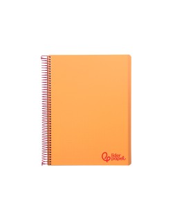 Cuaderno espiral liderpapel a6 micro wonder tapa plastico 120h 90 gr cuadro 5mm 4 bandas color naranja