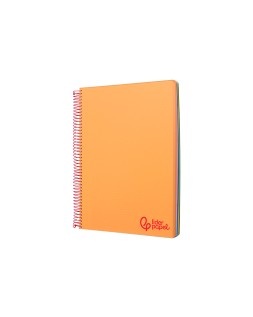 Cuaderno espiral liderpapel a6 micro wonder tapa plastico 120h 90 gr cuadro 5mm 4 bandas color naranja