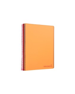 Cuaderno espiral liderpapel a6 micro wonder tapa plastico 120h 90 gr cuadro 5mm 4 bandas color naranja