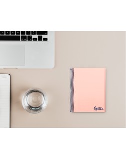 Cuaderno espiral liderpapel a6 micro wonder tapa plastico 120h 90 gr cuadro 5mm 4 bandas color rosa