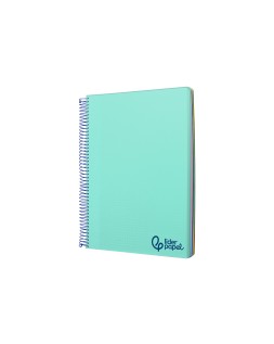 Cuaderno espiral liderpapel a6 micro wonder tapa plastico 120h 90 gr cuadro 5mm 4 bandascolor verde pastel turquesa