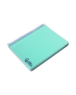 Cuaderno espiral liderpapel a6 micro wonder tapa plastico 120h 90 gr cuadro 5mm 4 bandascolor verde pastel turquesa