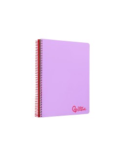 Cuaderno espiral liderpapel a6 micro wonder tapa plastico 120h 90 gr cuadro 5mm 4 bandas color violeta
