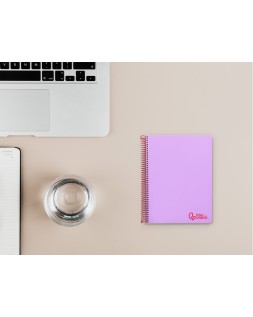 Cuaderno espiral liderpapel a6 micro wonder tapa plastico 120h 90 gr cuadro 5mm 4 bandas color violeta