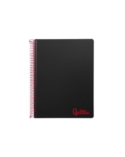 Cuaderno espiral liderpapel a6 micro wonder tapa plastico 120h 90 gr cuadro 5mm 4 bandas color negro
