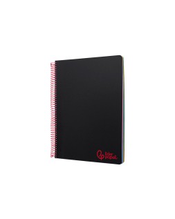 Cuaderno espiral liderpapel a6 micro wonder tapa plastico 120h 90 gr cuadro 5mm 4 bandas color negro