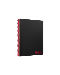 Cuaderno espiral liderpapel a6 micro wonder tapa plastico 120h 90 gr cuadro 5mm 4 bandas color negro