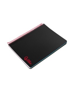 Cuaderno espiral liderpapel a6 micro wonder tapa plastico 120h 90 gr cuadro 5mm 4 bandas color negro
