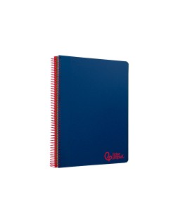 Cuaderno espiral liderpapel a6 micro wonder tapa plastico 120h 90 gr cuadro 5mm 4 bandas color azul marino