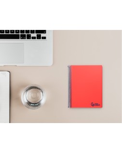 Cuaderno espiral liderpapel a6 micro wonder tapa plastico 120h 90 gr cuadro 5mm 4 bandas color rojo