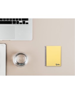 Cuaderno espiral liderpapel a7 micro wonder tapa plastico 100h 90gr cuadro 5mm 4 bandas color amarillo