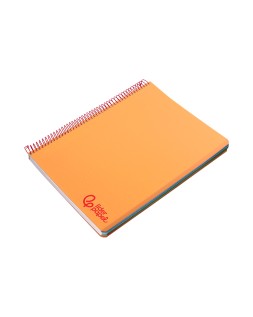 Cuaderno espiral liderpapel a7 micro wonder tapa plastico 100h 90gr cuadro 5mm 4 bandas color naranja
