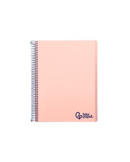 Cuaderno espiral liderpapel a7 micro wonder tapa plastico 100h 90gr cuadro 5mm 4 bandas color rosa