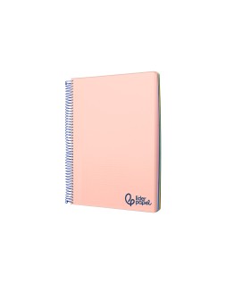 Cuaderno espiral liderpapel a7 micro wonder tapa plastico 100h 90gr cuadro 5mm 4 bandas color rosa