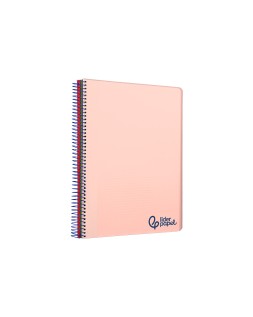 Cuaderno espiral liderpapel a7 micro wonder tapa plastico 100h 90gr cuadro 5mm 4 bandas color rosa