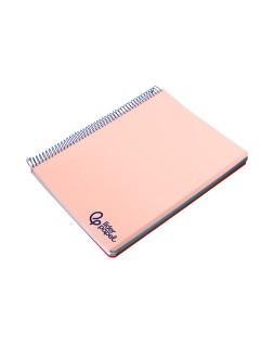 Cuaderno espiral liderpapel a7 micro wonder tapa plastico 100h 90gr cuadro 5mm 4 bandas color rosa