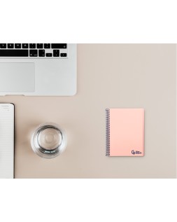 Cuaderno espiral liderpapel a7 micro wonder tapa plastico 100h 90gr cuadro 5mm 4 bandas color rosa