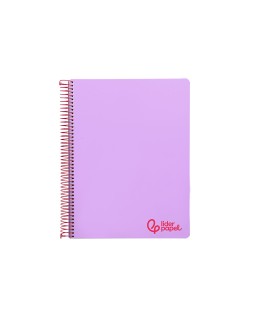 Cuaderno espiral liderpapel a7 micro wonder tapa plastico 100h 90gr cuadro 5mm 4 bandas color violeta